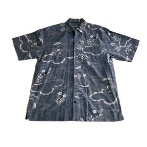 Tommy Bahama Polo Shirt Mens Large Short Sleeve All Over Print Hawaiian Floral